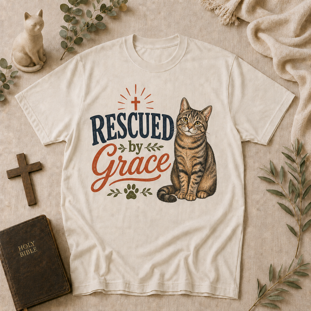 Rescued By Grace Cat Tee In Ivory #color_ivory