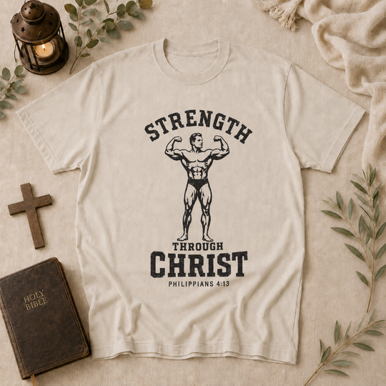 Strength Through Christ Tee In Ivory #color_ivory