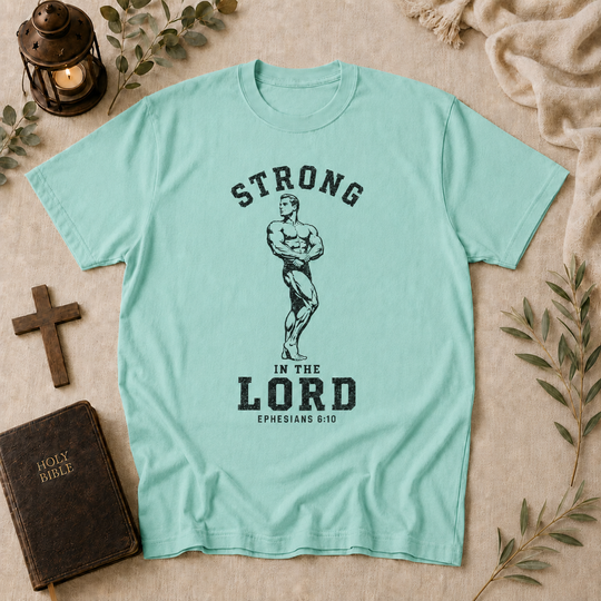Strong In The Lord Tee In Chalky Mint #color_chalky-mint