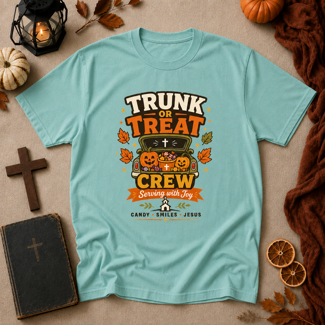 Trunk or Treat Crew Halloween T-Shirt — Serving with Joy (Candy • Smiles • Jesus)