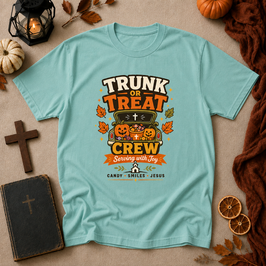 Trunk or Treat Crew Halloween T-Shirt — Serving with Joy (Candy • Smiles • Jesus)
