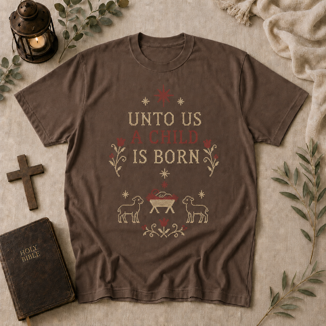 Unto Us A Child Is Born Tee In Espresso #color_espresso