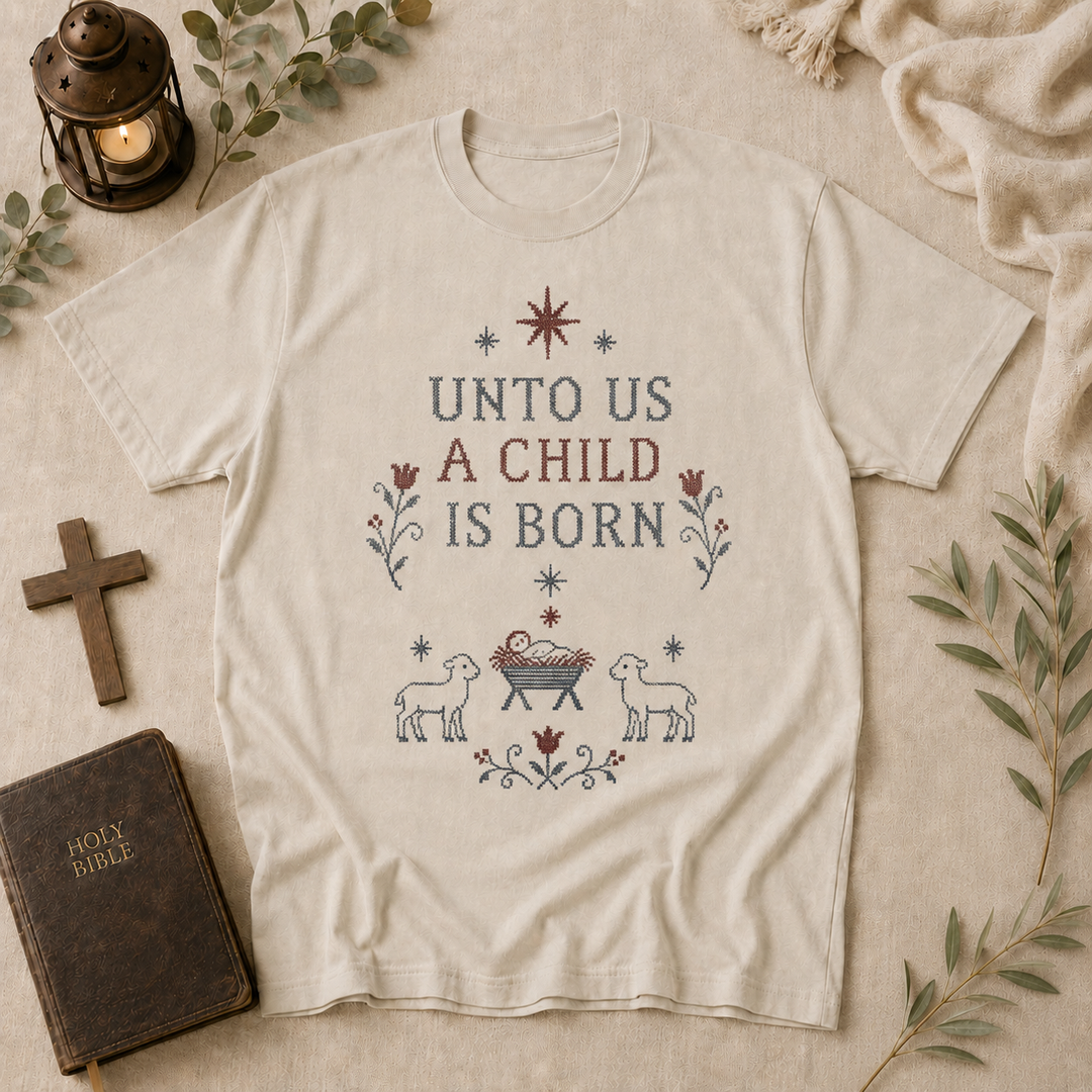 Unto Us A Child Is Born Tee In Ivory #color_ivory