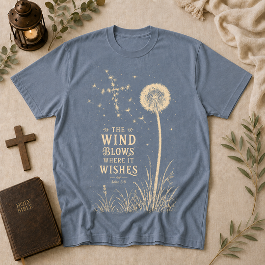 The Wind Blows Where It Wishes tee in blue jean #color_blue-jean