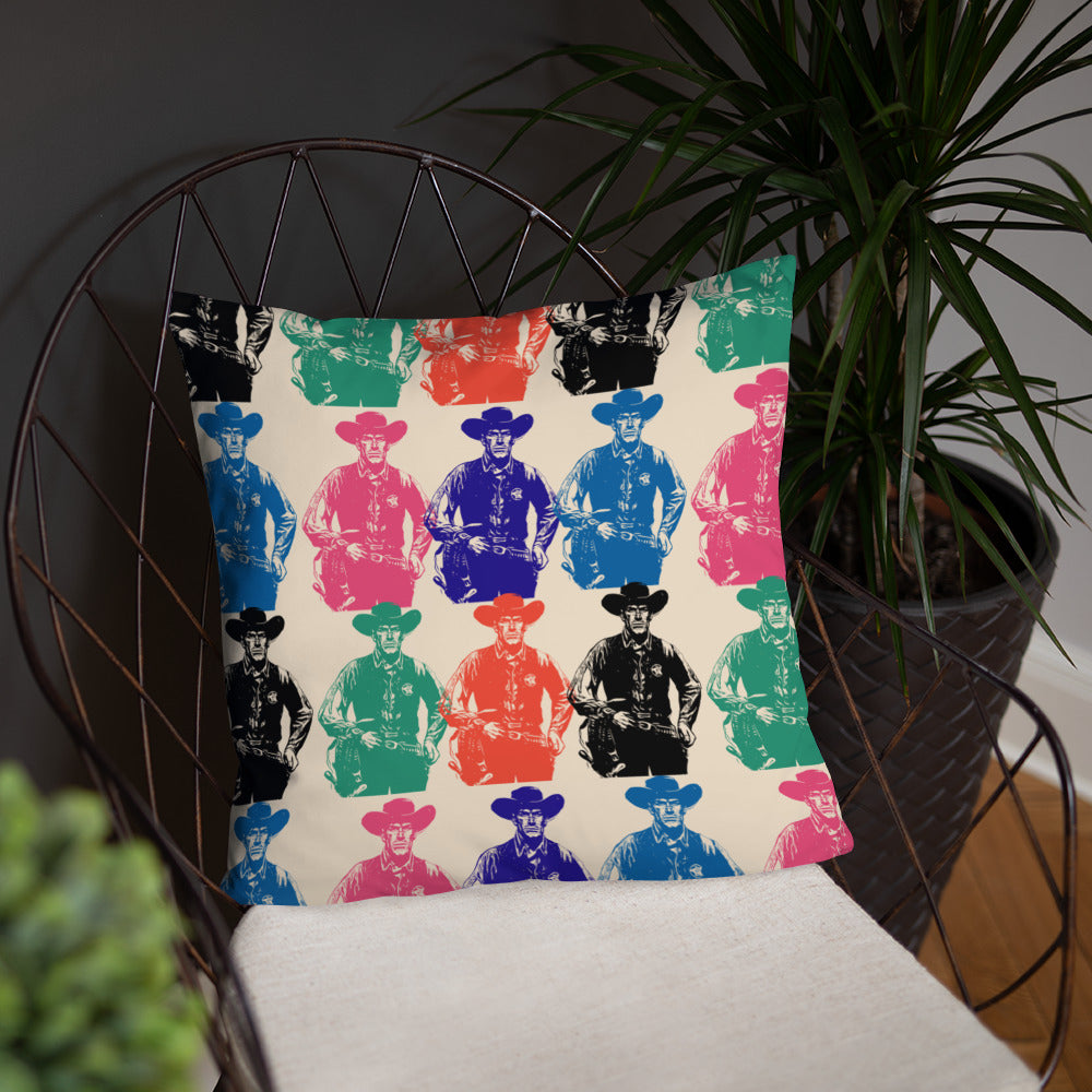 Colorful Cowboys Basic Pillow - 18" x 18"